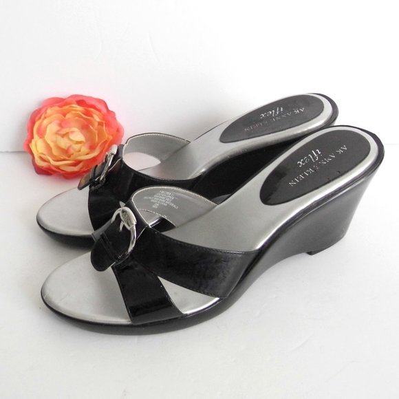 ANNE KLEIN iflex Black Leather Shoes size 6.5 - Picture 1 of 5